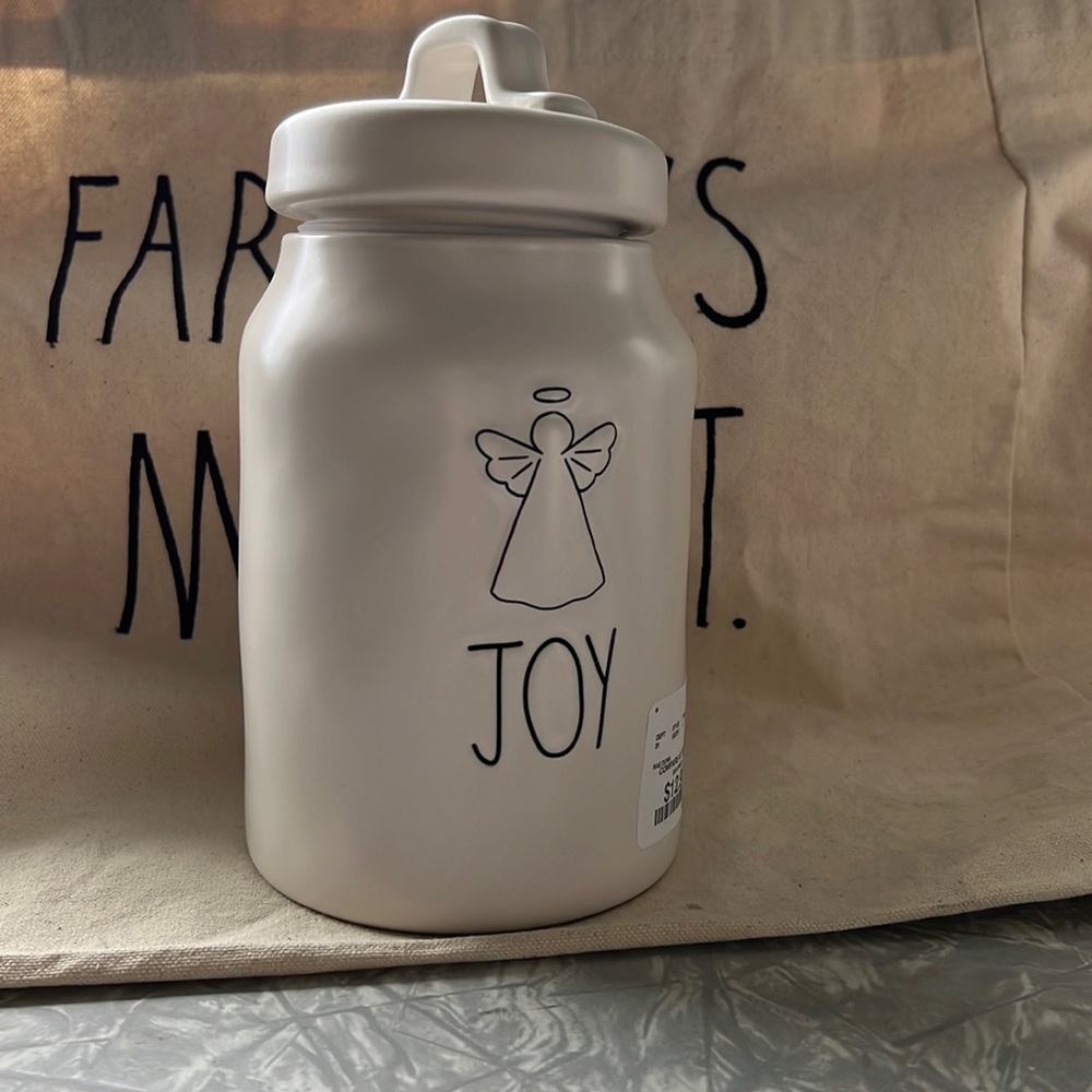 A new Rae Dunn Joy canister.
